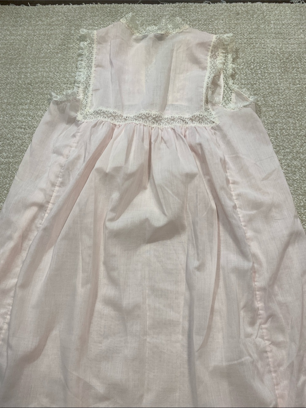 Vintage Christian Dior Lingerie Pink Lace Coquette Long Nightgown 70s 80s Size S - Picture 16 of 16